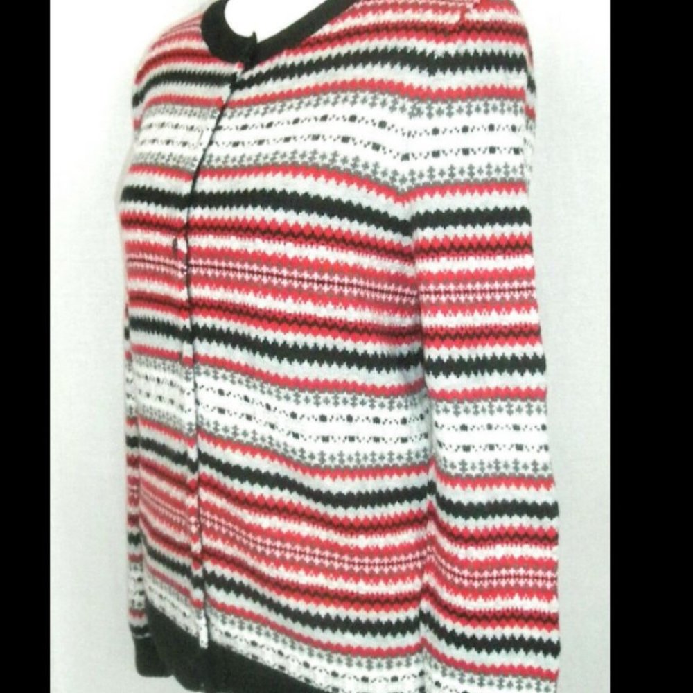 Cardigan Talbots En Laine à Rayures Noir Et Blanc – Taille S, Occasion Très Bon état